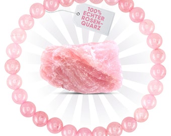 Rose quartz gemstone bracelet made of genuine natural stone | 6 mm ball bracelet made of high-quality minerals