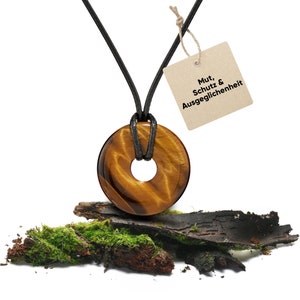 Tiger eye gemstone necklace | Donut pendant | Crystal necklace with healing stone pendant including cord | Real healing stone necklace