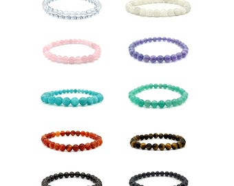 Gemstone bracelet made of real natural stone | 6 mm ball bracelet made of high-quality minerals