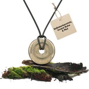 Pyrite gemstone necklace | Donut pendant | Crystal necklace with healing stone pendant including cord | Real healing stone necklace