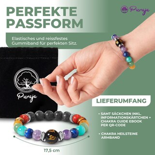 Bracciale 7 Chakra Con Pietre Naturali 8mm – Fatto A Mano Con Ematite – Unisex Con E-book Regalo