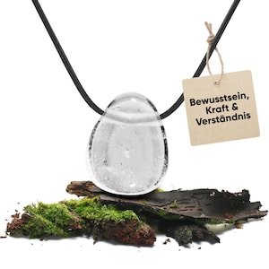 Rock crystal gemstone necklace | Drop pendant | Crystal necklace with healing stone pendant including cord | Real healing stone necklace