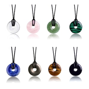 Gemstone necklace | Donut pendant made of real natural stone | Crystal necklace with healing stone pendant including cord | Premium healing stone necklace