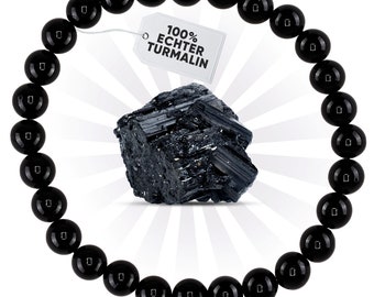 Tourmaline (Schörl) gemstone bracelet made of genuine natural stone | 6 mm ball bracelet made of high-quality minerals