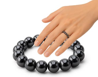 PURAJA Edelsteenring van echt natuursteen | Elastische anti-stress ring | 3mm parelring van hoogwaardige mineralen, iet