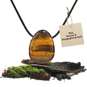 Tiger eye gemstone necklace | Drop pendant | Crystal necklace with healing stone pendant including cord | Real healing stone necklace