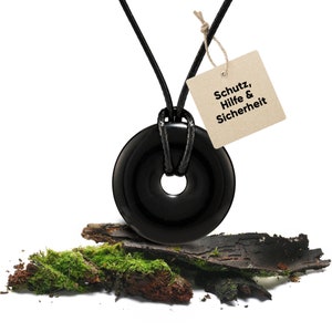 Black tourmaline gemstone necklace | Donut pendant | Crystal necklace with healing stone pendant including cord | Real healing stone necklace