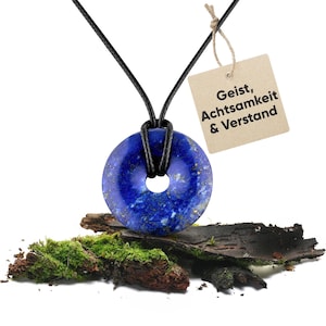 Lapis lazuli gemstone necklace | Donut pendant | Crystal necklace with healing stone pendant including cord | Real healing stone necklace