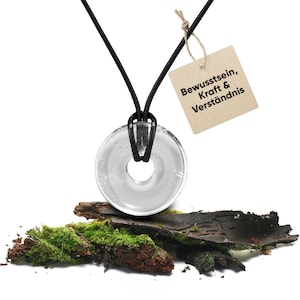 Rock crystal gemstone necklace | Donut pendant | Crystal necklace with healing stone pendant including cord | Real healing stone necklace