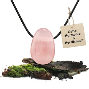 Rose quartz gemstone necklace | Drop pendant | Crystal necklace with healing stone pendant including cord | Real healing stone necklace
