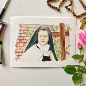 St. Thérèse, Little Flower Watercolor Print image 1