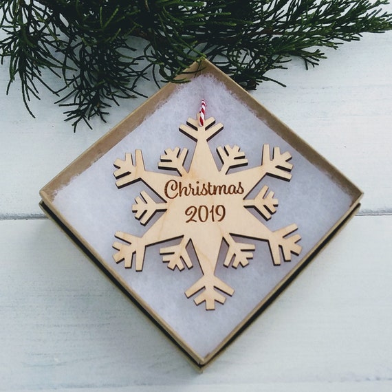 Personalized Snowflake Ornament Made In Door County Wisconsin Scandinavian Modern Snowflake Unique Laser Engraved Gift