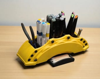 Organizador de escritorio con forma de portabolígrafos y pinzas de freno. Ideal como regalo para mecánicos o para papás. Organizador de oficina con estilo de herramienta. Soporte para marcadores. Regalo único para entusiastas de los coches.