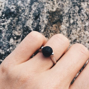 Kinetic Ring with Spinning Lava Stone, Unique Gemstone Ring, Handmade Spinner Ring, Fidget Silver Ring, Meditation Ring, Anti Anxiety Ring