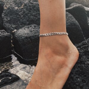Chunky Silver Anklet |Thick Link Chain Ankle Bracelet | Trendy Anklet for Women | Simple Beach Anklet | Handmade Anklet | Christmas gift