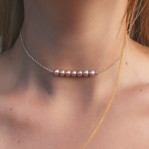 Rosa Perle Choker: Zarte Halskette aus Sterling Silber