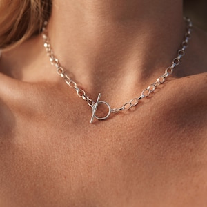 Simple chain necklace | Trendy link necklace | Silver necklace with toggle clasp | Silver chain necklace | Christmas gift | Black Friday