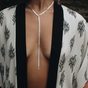 Y Shaped Necklace in Solid Sterling Silver 925, Statement Lariat ...