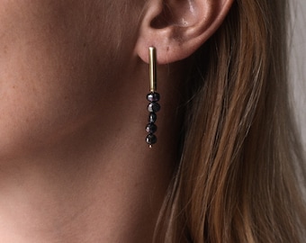 Gold black pearl earrings | Peacock pearl earrings | Vermeil gold filled over solid sterling silver | Classy pearl earrings | Gift Idea