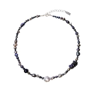 Black pearl necklace | Mixed pearl necklace | Peacock pearl jewelry | Sterling silver pearl necklace | Anniversary gift | Christmas gift