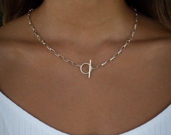 Collier à fermoir bascule en argent sterling : chaîne Rolo minimaliste