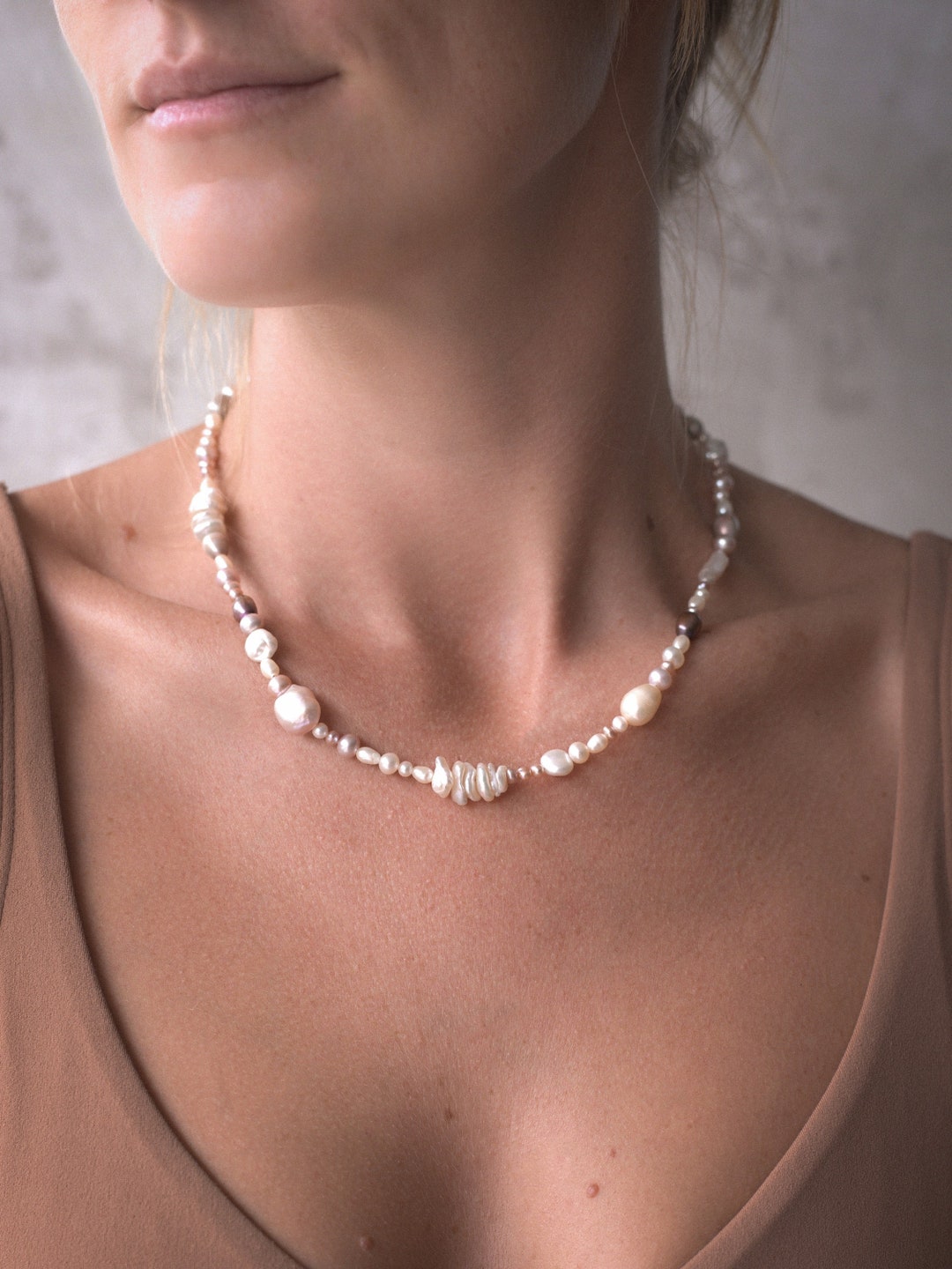 Pearl Necklace Pink Pearl Necklace Freshwater Pearl Thread - Etsy