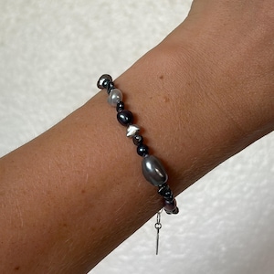 Schwarzes Perlenarmband | Multicolor Perlenarmband | Süßwasser Perlen Armband | Silberarmband | Perlen | Weihnachtsgeschenk