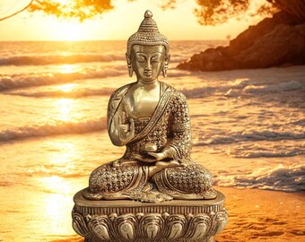 10 inches Buddha statue, Buddha blessing pose for yoga studio, home, office, Indian Buddah, good luck gift, Zen decor, Handcrafted in India