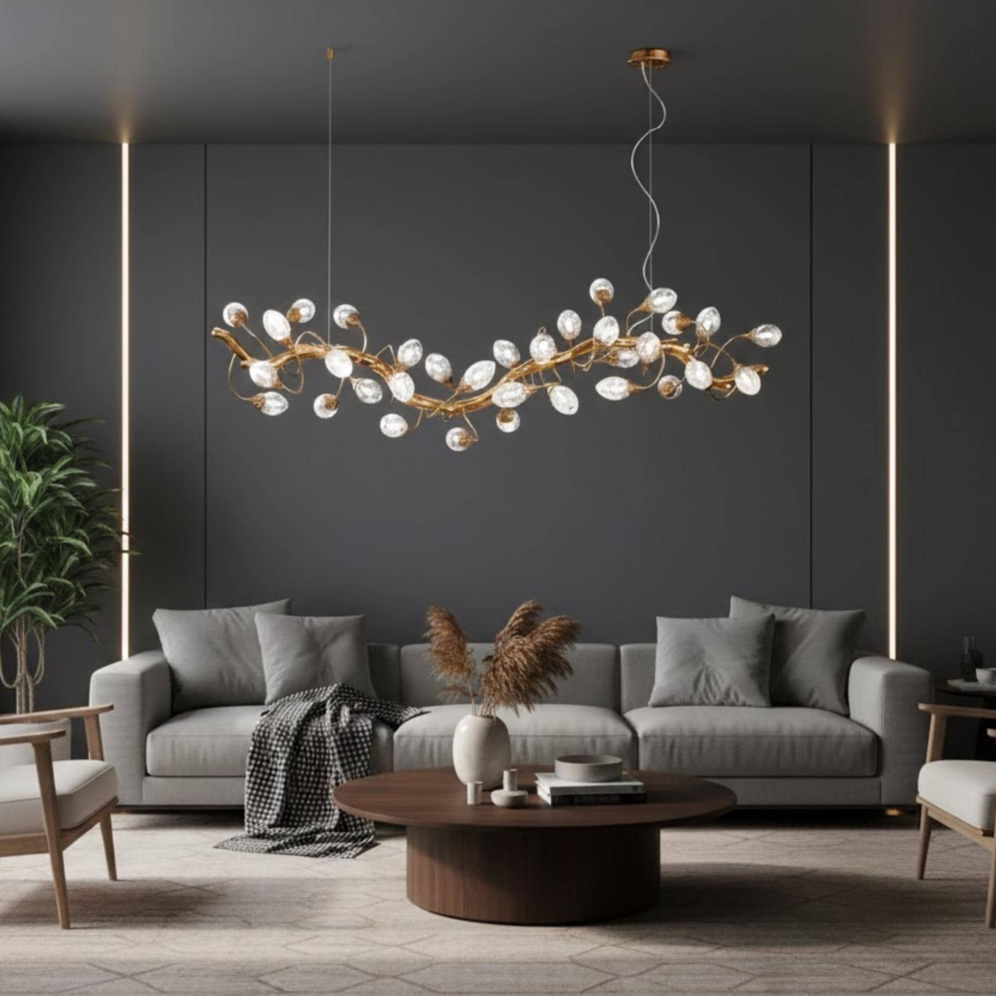 Tree Fixture Large Tree Brass Branch Chandelier Light Fixture, Tree Pendant Light ...