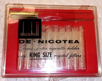 NOS 1960's Red DUNHILL Denicotea Cigarette Holder in Box Plus Extra FILTERS!