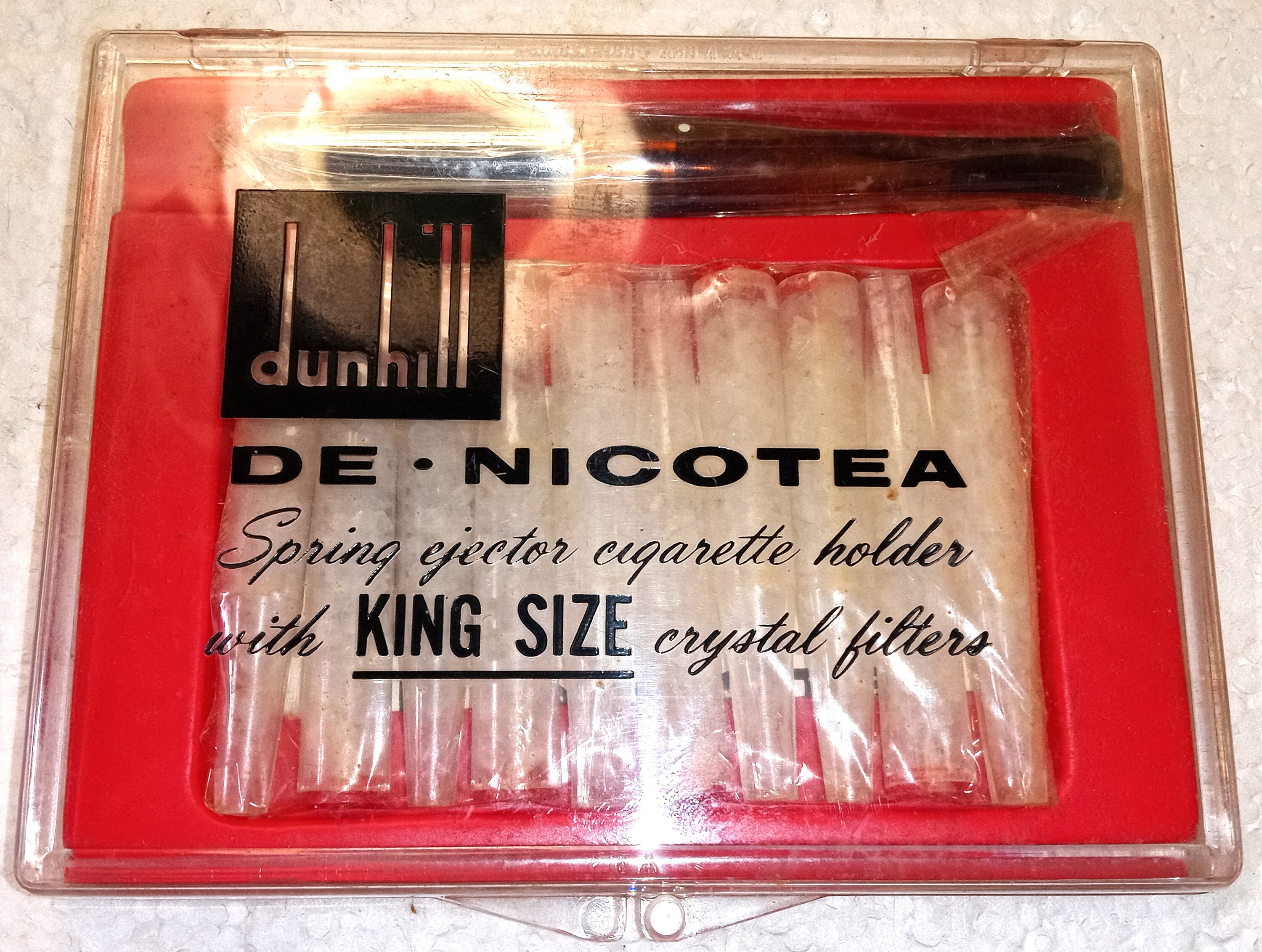 NOS 1960's Silver DUNHILL Denicotea Cigarette Holder in Box Plus Extra  FILTERS!