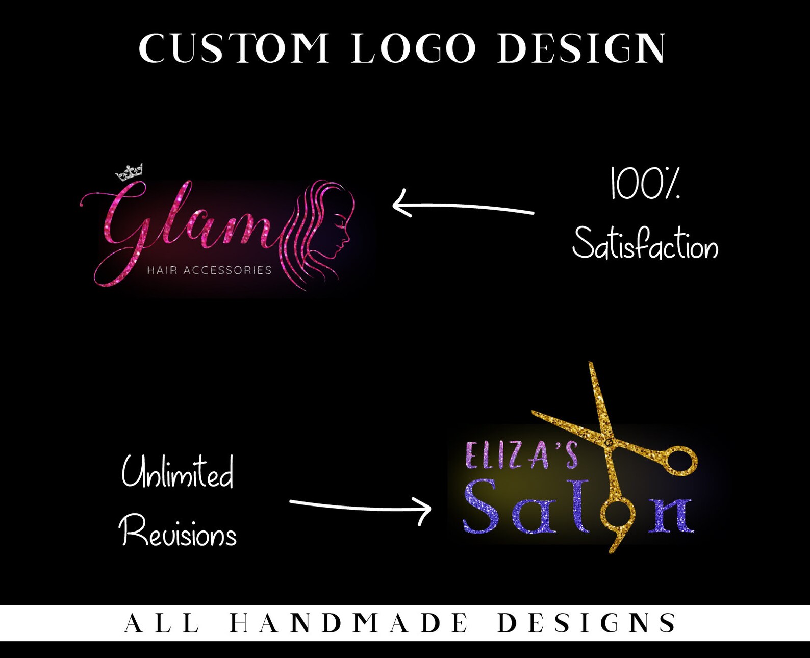 Glitter Logo Design Custom Glitter Logo Glitter Hair Logo Etsy