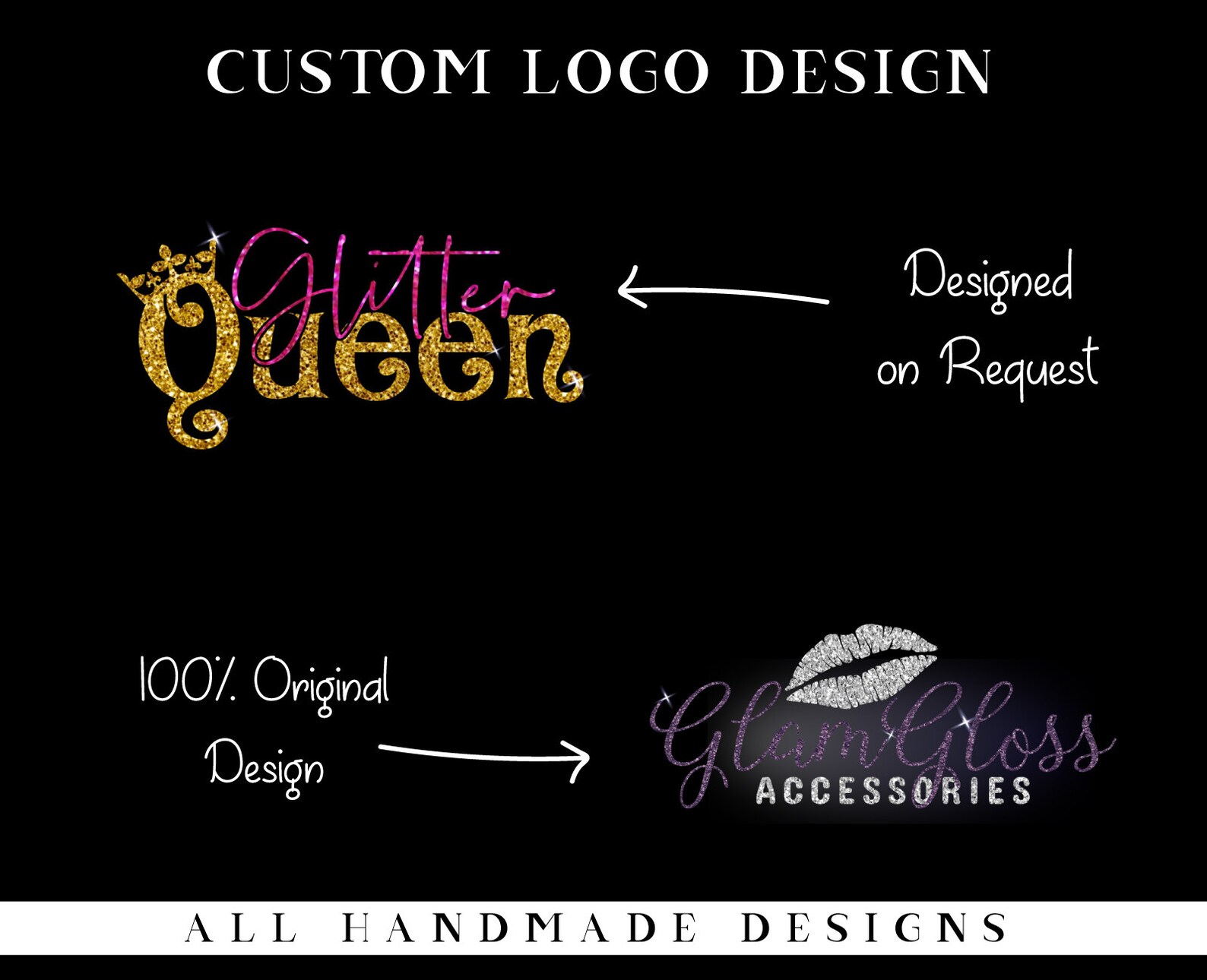 Glitter Logo Design Custom Glitter Logo Glitter Hair Logo Etsy