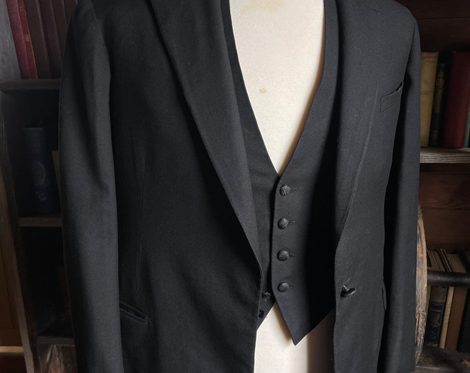 Vintage 1890s Mens Black Wool Jacket and Waistcoat 36R Etsy