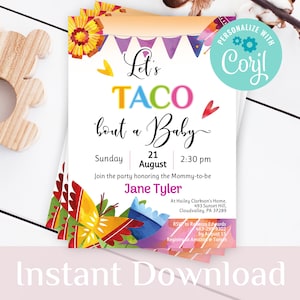 Taco Bout een baby shower uitnodiging Mexicaanse Fiesta, Instant Download, digitale sjabloon, Fiesta Cinco De Mayo, 0026 licht