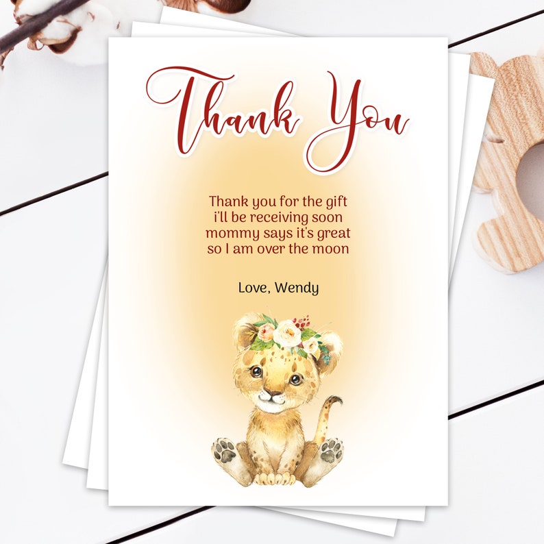Editable Baby Shower Thank You Cards Babylion White Download Etsy