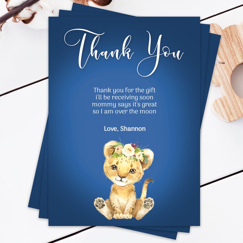 Editable Baby Shower Thank You Cards Babylion Blue Download Etsy