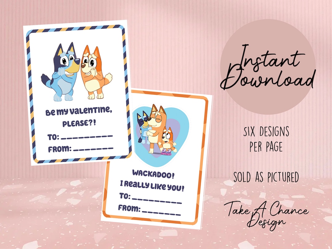 Printable Blue Heeler Valentine Cards Instant Download - Etsy