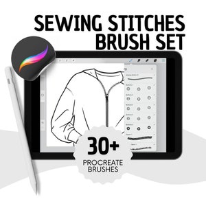 36 punti di cucitura Set di spazzole ProCreate - spazzola per cuciture - spazzola per bottoni - spazzola per cerniere - spazzole per dettagli di abbigliamento per ProCreate