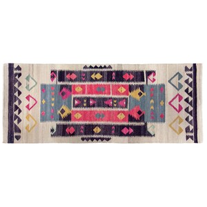 6,5 x 2,6 ft - 200 x 82 cm Bunter Teppich Läufer, Kelim Teppich, Teppich Läufer, Diele, Boho Teppich, Kelimteppich, Läufer Für Die Küche