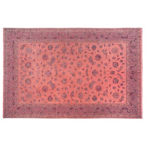 10 x 6.5 ft - 305 x 201 cm  Pink Rug, Overdyed Rug, Pink Carpet, Modern Rug, Floral Rug, Contemporary Rug, Bohemian Rug, Pink Homedecor