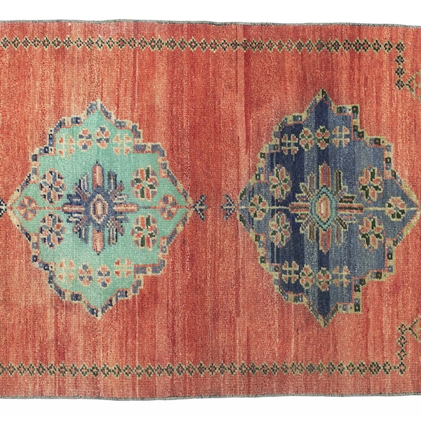 3.3 x 2.5 ft - 103 x 79 cm   Vintage Rug, Turkish Rug, Oushak Rug, Distressed Rug, Nomadic Rug, Tribal Rug, Vintage Carpet, Bohemian Rug