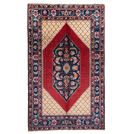 6.8 X 4.3 Ft - 208 X 132 Cm Vintage Ganjeh Rug, Handmade 6.8 X 4.3 Ft - 208 X 132 Cm Vintage Ganjeh Rug, Handmade