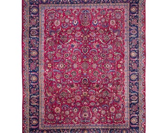 12,5 x 9,8 ft - 383 x 300 cm groot Turks tapijt, groot formaat tapijt, vintage bloementapijt, grote antieke tapijten voor woonkamer, antiek tapijt