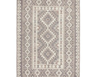 5.8 x 4 ft - 179 x 122 cm Grauer Wollteppich, Shabby Chic Boho Dekor, Grauer Teppich, Graues Dekor, Teppich, Vintage Teppich