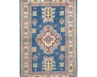 4.2 x 2.7 ft - 130 x 83 cm Türkis Teppich, Shirvan Teppich, Oushak Teppich, Kazak Teppich, Stammesteppich, Kaukasus Teppich, Traditioneller Teppich, Ziegler Teppich