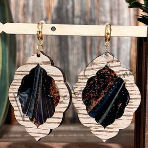 Boho Ornate Shield Inlay Earring SVG