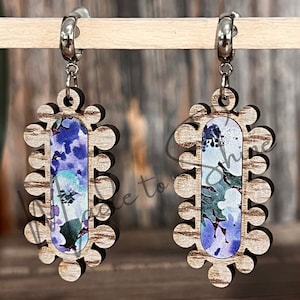 Long Oval Attached Dot Inlay Earring SVG