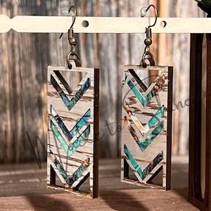 Long Rectangle Aztec Inlay Earring SVG