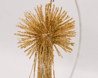 Vintage Shooting Star Starburst Atomic Sputnik Gold Glitter Christmas Ornament